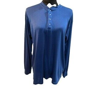 Patagonia Capilene Women Tshirt Size Extra Large Blue Solid Henley Long Sleeve